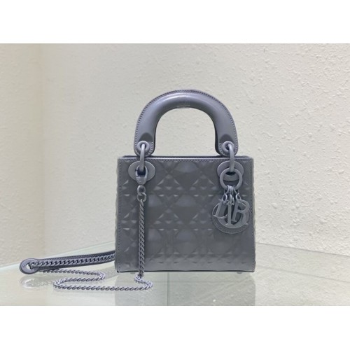 BOLSO MINI LADY DIOR Piel de becerro Cannage C2815 gris