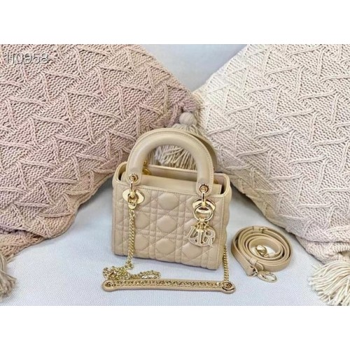 BOLSO MINI LADY DIOR Piel de cordero Cannage M0505OC Beige