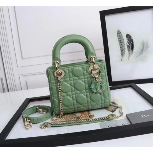 BOLSO MINI LADY DIOR Piel de cordero M0566OE verde