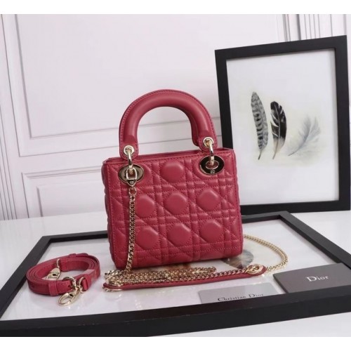 BOLSO MINI LADY DIOR Piel de cordero M0566OE rojo