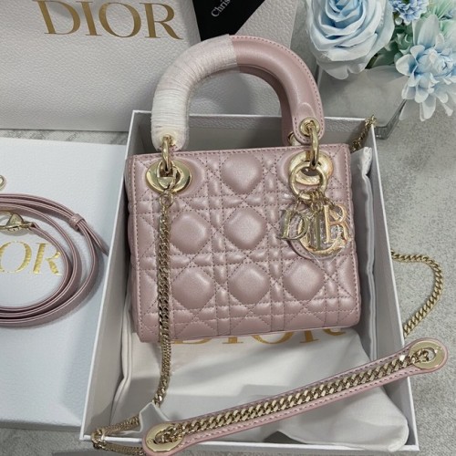 BOLSO MINI LADY DIOR Piel de cordero M0566OW Polvo nacarado y dorado