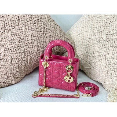 BOLSO MINI LADY DIOR piel de becerro Cannage rosa M0566OW herrajes dorados