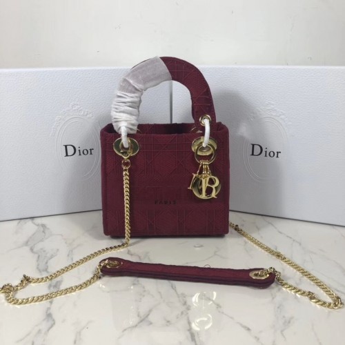 BOLSO TOTE MINI LADY DIOR DE LONA BORDADA C4531 Burdeos