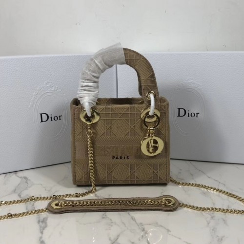 BOLSO TOTE MINI LADY DIOR DE LONA BORDADA C4531 Desnudo