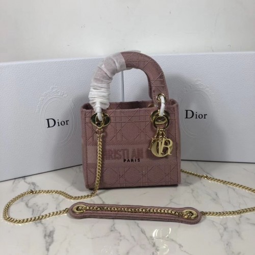 BOLSO TOTE MINI LADY DIOR DE LONA BORDADA C4531 rosa