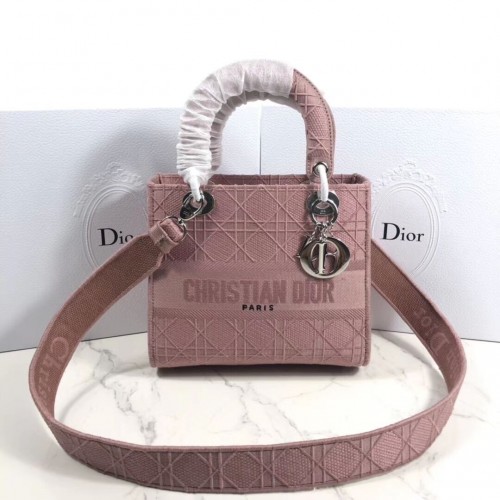 BOLSO TOTE LADY DIOR DE LONA BORDADA C4532 rosa