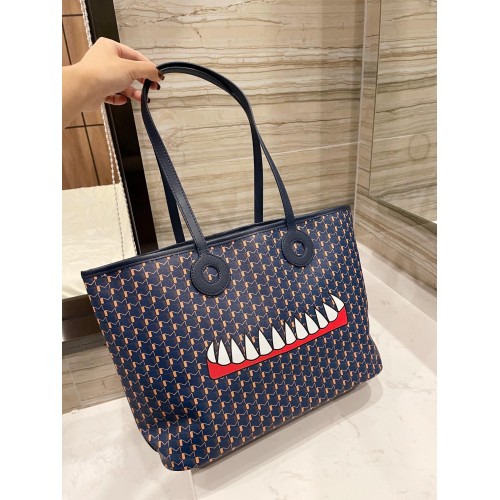 MOYNAT Bolsa de la compra Patrón de dientes M23011 Azul marino