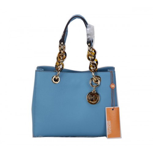 Michael Kors Jet Set Bolsa de Viaje Original Leather MK0619 Azul Claro
