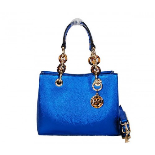 Michael Kors Jet Set Bolsa de Viaje Cuero Brillante MK0915 Azul