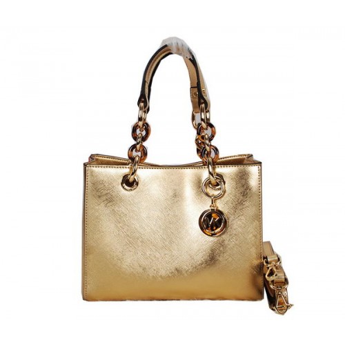 Michael Kors Jet Set Bolsa de Viaje Cuero Brillante MK0915 Oro