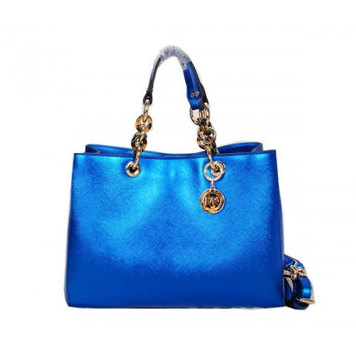 Michael Kors Jet Set Bolsa de Viaje Cuero Brillante MK0916 Azul