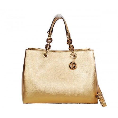 Michael Kors Jet Set Bolsa de Viaje Cuero Brillante MK0916 Oro