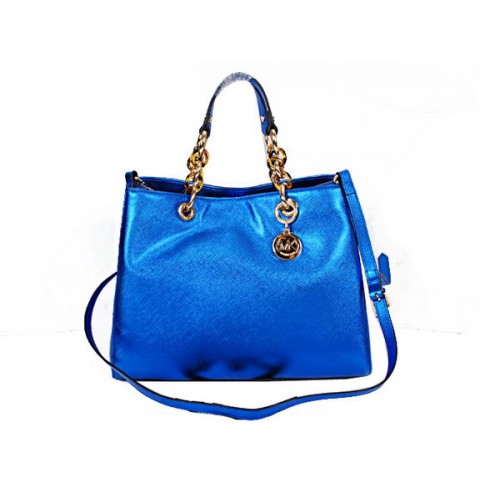 Michael Kors Bolso de viaje Jet Set en cuero perlado N8860 Azul