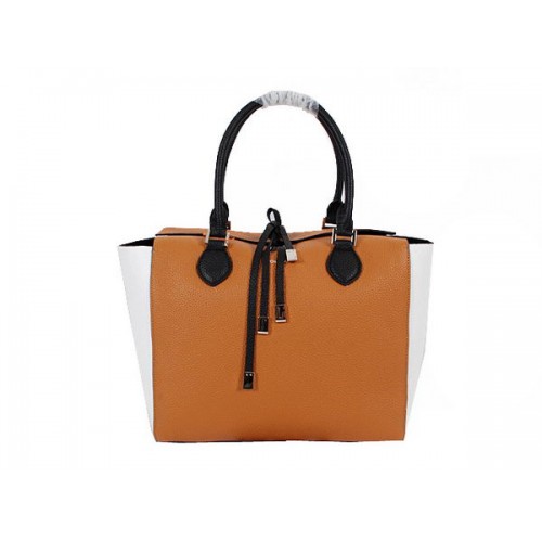 Michael Kors Bolso grande Miranda Colorblock 8708 Trigo y blanco