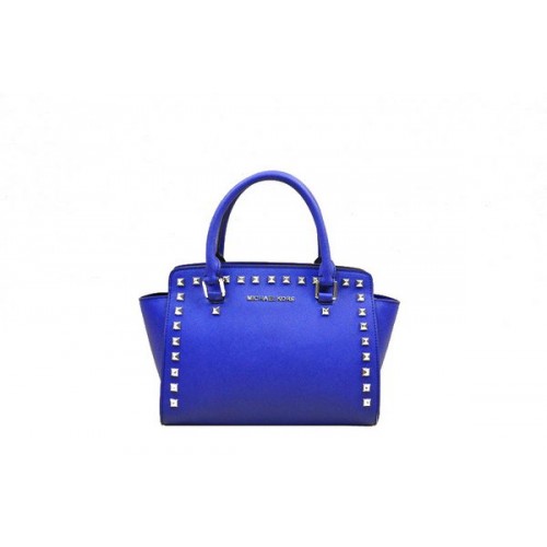 Michael Kors Bolso Satchel Mediano Selma Con Cremallera En La Parte Superior RoyalBlue
