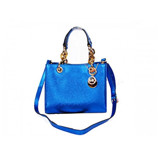 Michael Kors Bolso de Viaje Mini Jet Set en Cuero Perlado N8861 Azul