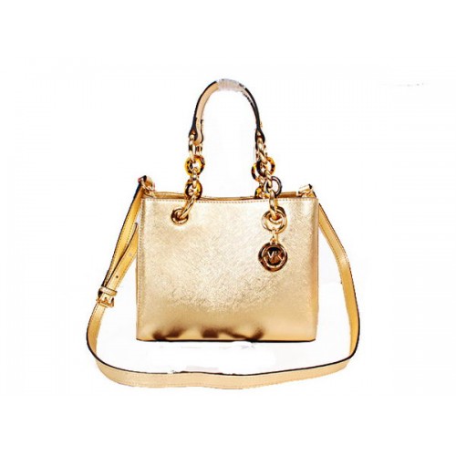 Michael Kors Bolso de Viaje Mini Jet Set en Cuero Perlado N8861 Dorado