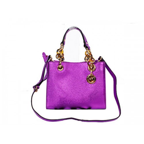 Bolso de viaje Michael Kors Mini Jet Set en cuero perlado N8861 Púrpura