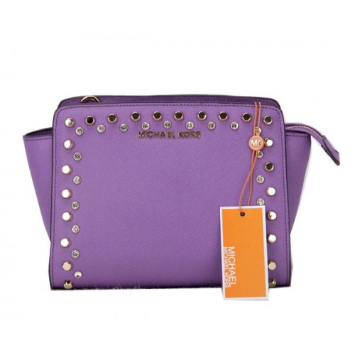 Michael Kors Mini Selma Messenger Bag Cuero Original MK1879 Lavanda