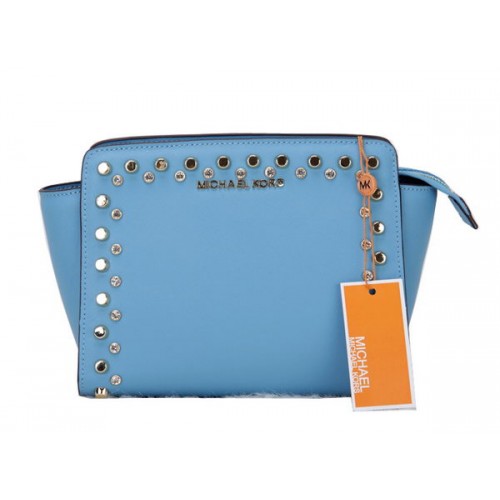 Michael Kors Mini Selma Bandolera Original Cuero MK1879 Azul Claro