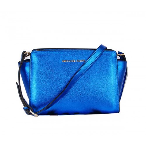 Michael Kors Mini Selma Bandolera Cuero Original MK8710 Azul
