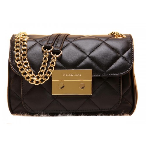 Michael Kors Bolso De Mano De Cuero Original MK0819 Negro