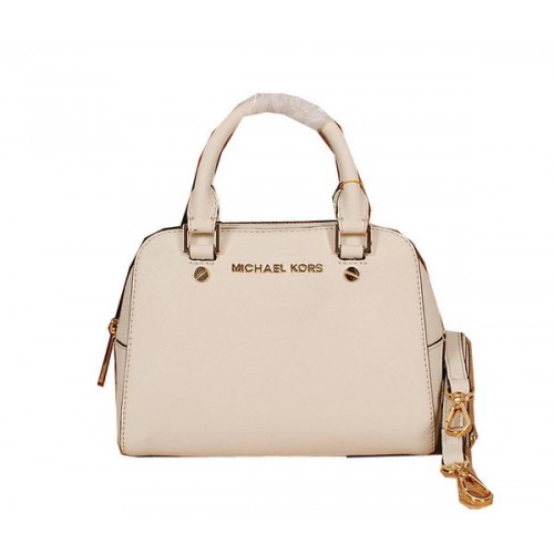 Michael Kors Bolso con asa superior de cuero Saffiano original MK2603 Blanquecino