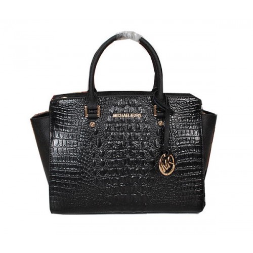 Bolso Michael Kors Selma en piel de cocodrilo MK0909 Negro