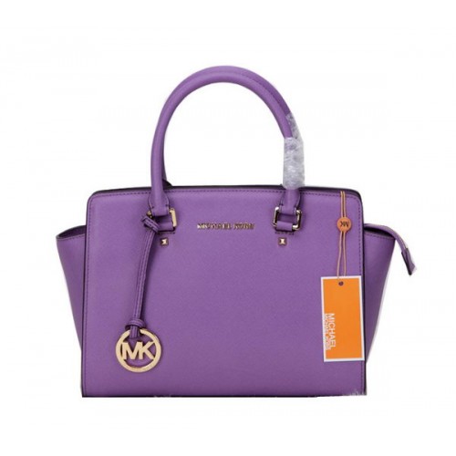 Michael Kors Bolso satchel con cremallera superior Selma MK1867 Lavanda