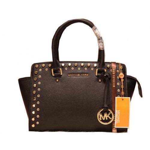 Michael Kors Selma Bolso satchel con cremallera superior MK1887 Negro