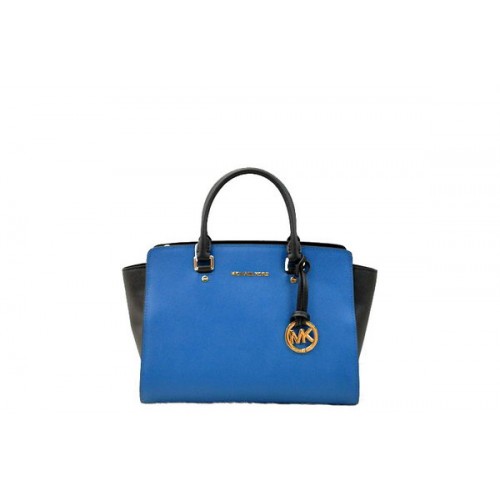 Michael Kors Selma Top-Zip Satchel Bag MK1990 Azul y Negro