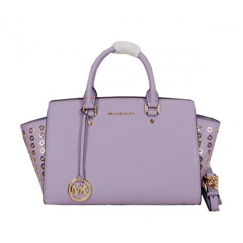 Michael Kors Selma Top-Zip Satchel Bag Original Leather MK8027 Lavanda