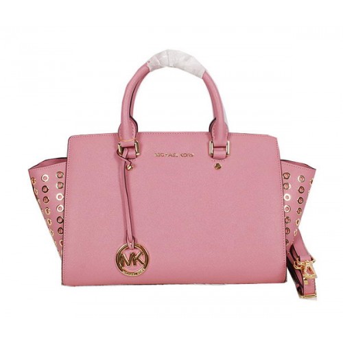 Michael Kors Selma Top-Zip Satchel Bag Original Leather MK8027 Rosa