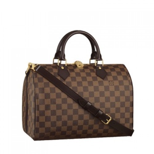 Louis Vuitton Damier Ebene Canvas Speedy 30 con correa para el hombro N41183