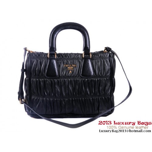 Prada BN2394 Bolso Tote De Cuero De Napa Gaufre Negro
