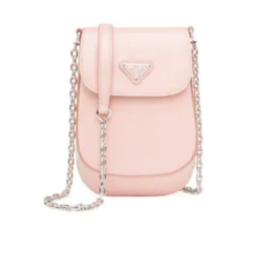 Minibolso Prada de piel cepillada 1BH185 rosa claro
