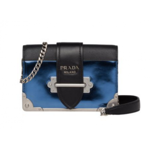 Prada Cahier bolso de piel de becerro 1BH018 azul