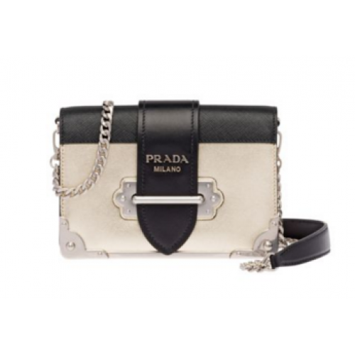 Bolso Prada Cahier de piel de becerro 1BH018 dorado