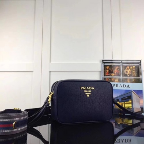 Bolso de hombro Prada en piel de becerro 1BH082-2B azul real
