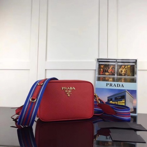 Bolso de hombro Prada en piel de becerro 1BH082-2B rojo