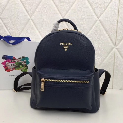 Prada Mochila en piel de becerro 2819 azul oscuro