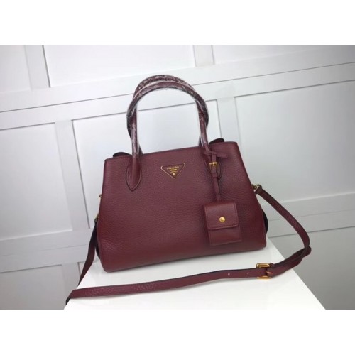 Prada Bolso de piel de becerro 1127 Burdeos