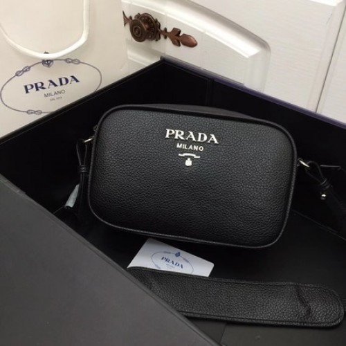 Bolso de hombro Prada en piel de becerro 1841 negro