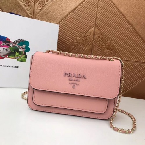 Bolso de hombro Prada en piel de becerro 3011 rosa