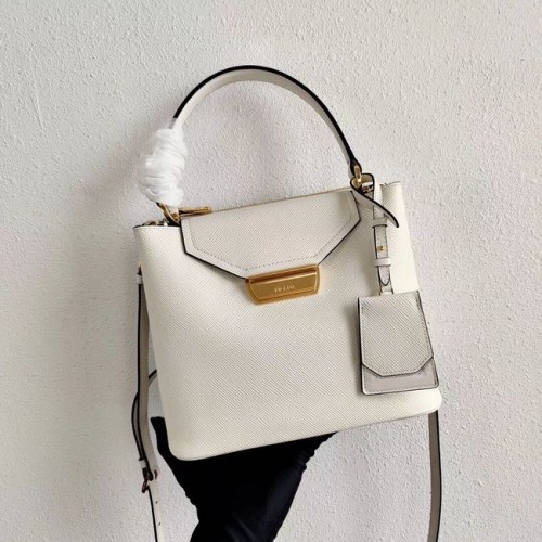 Bolso tote de piel de becerro Prada 1BN012 blanco
