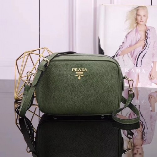 Bolso de hombro de piel de becerro Prada 1BH082 verde