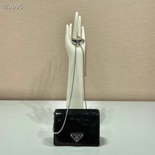 Prada Tarjetero con tachuelas de cristal y bandolera 1MR024 negro