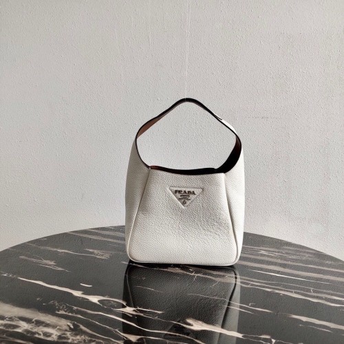 Bolso tote de piel de ciervo Prada 1BC127 Blanco