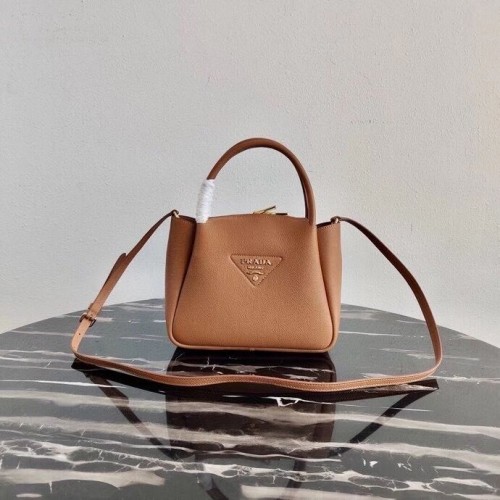 Bolso de piel de ciervo Prada tote 1BC145 marrón