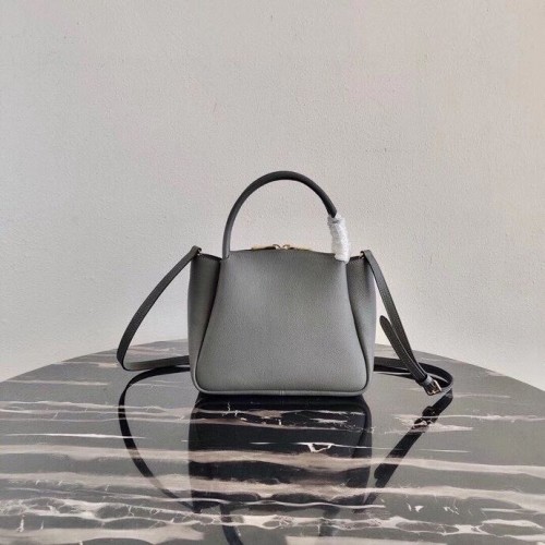 Bolso de piel de ciervo Prada tote 1BC145 gris